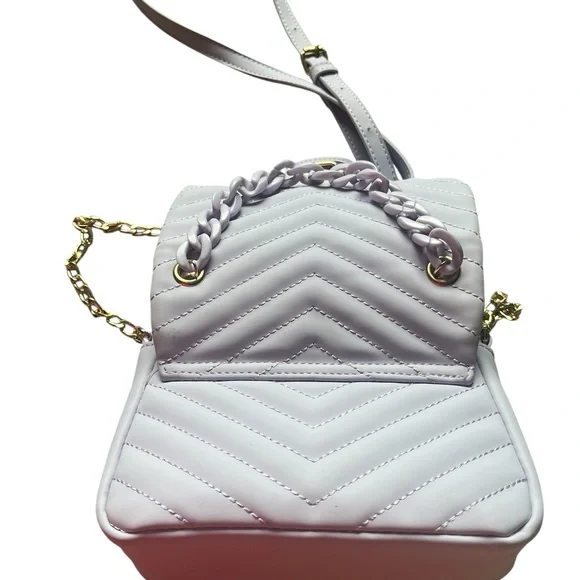 Claire's Pastel Purple Crossbody Bag with Chain Strap and Quilted Design - Picture 5 of 14